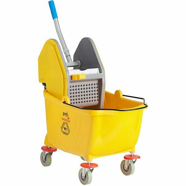 Lavex 35 Qt. Yellow Mop Bucket and Down Press Wringer Combo 274MOPBCKTDN